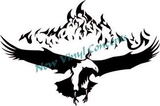 Flaming Eagle Tribal Style #4 Decal Sticker