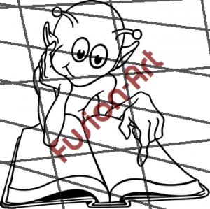 Cartoon Alien UFO ET Silhouette 17 (Decal - Sticker)