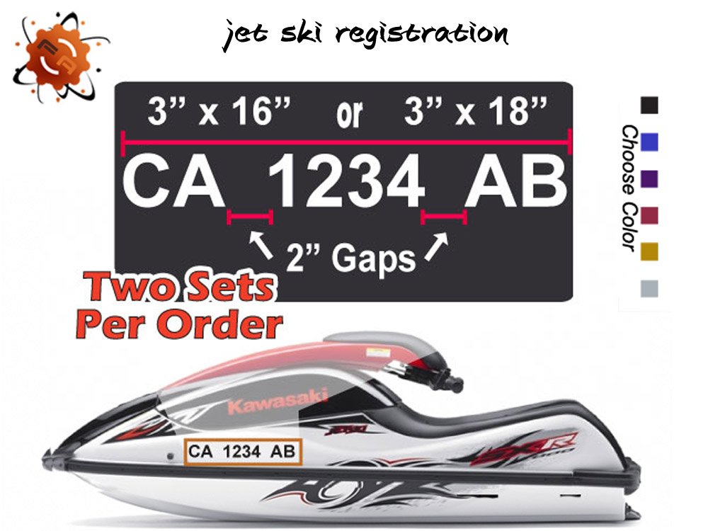 Jet Ski Registration Psw Boat Sea Doo Numbers Pair Decal Sticker