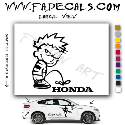 Calvin Pee on Honda Cartoon Style#2 Decal Sticker