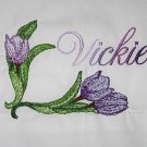 Tulip Border w/name Embroidered Pillowcases *Brand New