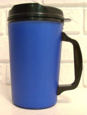 GAMA Electronics 2 Insulated ThermoServ Coffee Mugs 16 oz. Blue