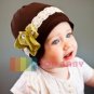 PINK/WHITE COTTON KUFI BEANIE BABY GIRLS HAIR BOW OR BOYS CAP HAT FITS 0-3 YEARS