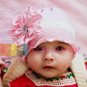 PINK/WHITE COTTON KUFI BEANIE BABY GIRLS HAIR BOW OR BOYS CAP HAT FITS 0-3 YEARS