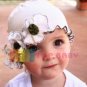 PINK/WHITE COTTON KUFI BEANIE BABY GIRLS HAIR BOW OR BOYS CAP HAT FITS 0-3 YEARS