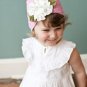PINK/WHITE COTTON KUFI BEANIE BABY GIRLS HAIR BOW OR BOYS CAP HAT FITS 0-3 YEARS