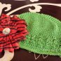 6 Lot HOLIDAY SET BABY INFANT TODDLER KUFI HAT GERBER DAISY FLOWER GIRL HAIR BOW
