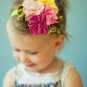 BLUE/WHITE/BROWN LACE #8 COTTON HEADBAND BABY GIRL HAIR BOW GERBER FLOWER DAISY