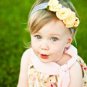 GOLD/WHITE w/LACE #12 COTTON HEADBAND BABY GIRL HAIR BOW GERBER FLOWER DAISY