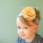 GOLD/WHITE w/LACE #12 COTTON HEADBAND BABY GIRL HAIR BOW GERBER FLOWER DAISY