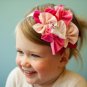 GOLD/WHITE w/LACE #12 COTTON HEADBAND BABY GIRL HAIR BOW GERBER FLOWER DAISY