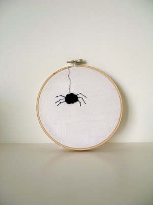 Fuzzy Spider  Needle Punch Embroidery Hoop