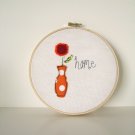 Home Orange Polka Dot Vase with Cherry Red Flower Embroidery with Hoop