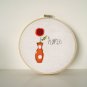Home Orange Polka Dot Vase with Cherry Red Flower Embroidery with Hoop