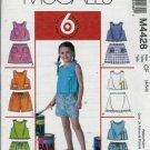 McCALL'S 4428 GIRLS TOPS, SKORTS & SHORTS 4-6