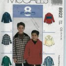 McCALL'S 8922 BOYS PULLOVER TOPS 12-16
