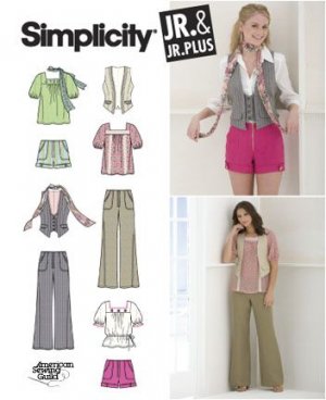 SIMPLICITY 2665 JR. PANTS, SHORTS, TOP, VEST & SCARF