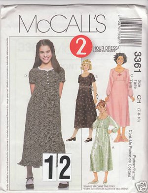McCALL'S 3361 EASY 2 HOUR DRESSES 7-10