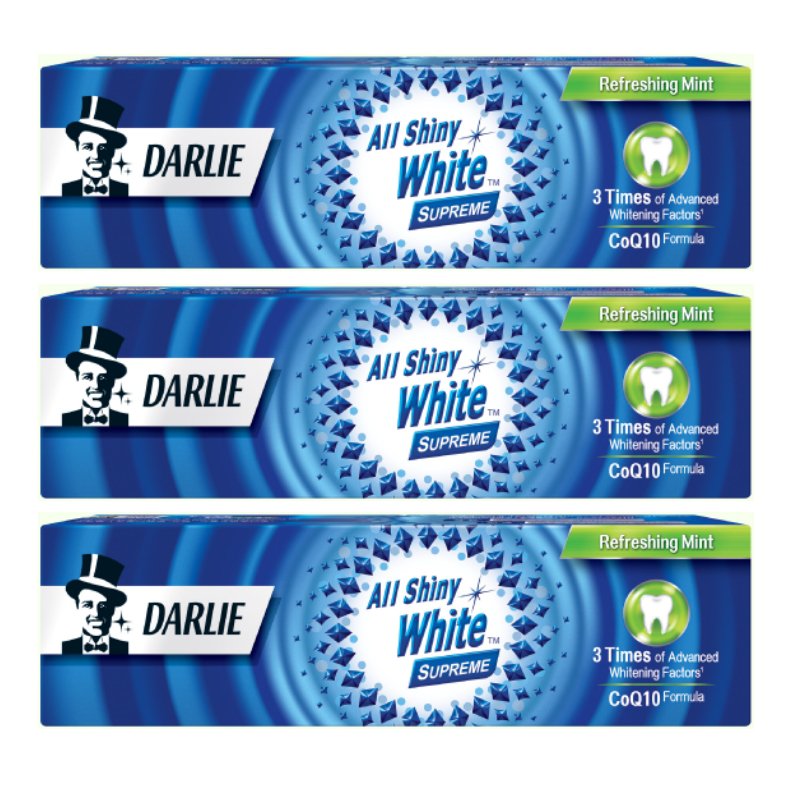 3X Darlie All Shiny White Supreme Teeth Refreshing Mint Whitening
