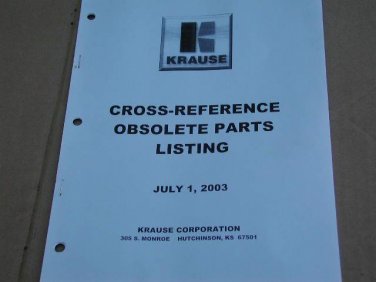 Krause Cross-Reference Obsolete Parts list Catalog