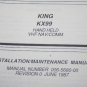 Bendix King KX99 VHFNAV/COMM Handheld  Maintenance/Install Manual KX-99