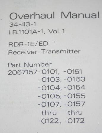 Bendix King RDR-1E/ED Receiver transmitter Vol 1 Overhaul manual