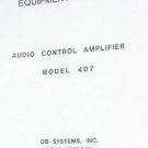 DB systems 407 Audio control amplifier Equipment+Repair manual