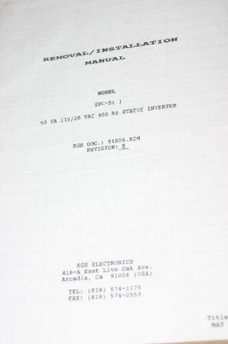 KGS SPC-5( ) Static Inverter removal/Instruction manual