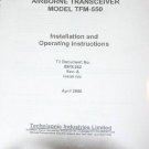 Technisonic TFM-550 FM Airborne transceiver  Installation/operating manual