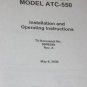 Technisonic ATC-550 Antenna tuner controller Installation/operating manual