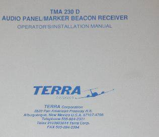 Terra TMA-230D Audio Panel MB Receiver operation/installation manual TMA230D