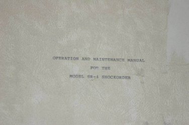 Dallas inst. SR-4 ShockCorder Vibration Recorder Operation Maintenance Manual 4A