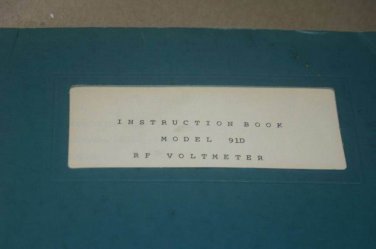 Boonton 91D RF Voltmeter Instruction Operating Guide Manual 91-d