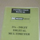 BK Percision 2810 3.5 Digit Multimeter Instruction Users operating  Manual