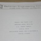 Behlman 50-c-SK AC Power Supply + OSC-1-45/2000-E oscillator Instruction Manual