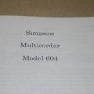 Simpson 604 Multicorder Instruction Operating Guide Maintenance Manual