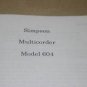 Simpson 604 Multicorder Instruction Operating Guide Maintenance Manual