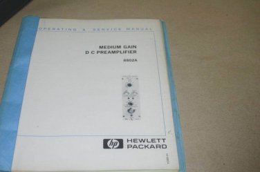 HP Hewlett Packard 8802a Medium gain DC Preamplifier Operating Service Manual