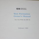 Agilent/HP-75 Text Formatter Owner's Instruction Operation Manual 70 series