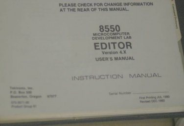 Tektronix 8550 Micro Computer development Lab Operators User's Guide Manual core