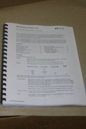 Hewlett Packard HP-IB HPIB Quick Reference Guide for 8700 Analyzers user Manual