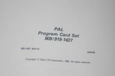 Data IO I/O PAL Program Card Set 909/919-1427  025-1427 H 1982
