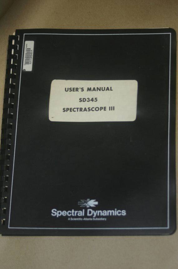 Spectral Dynamics Spectrascope III SD345 Analyzer Instruction Manual
