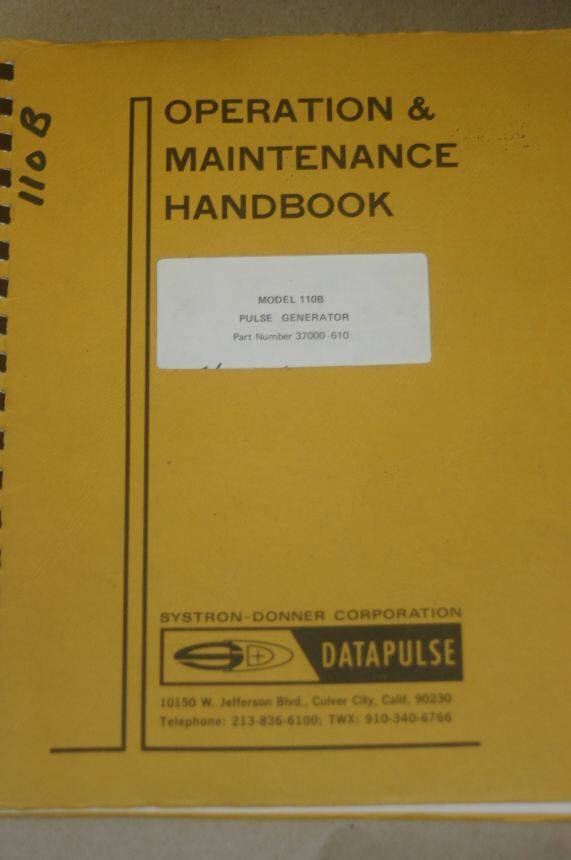 Systron Donner 1108 pulse generator Operation Instruction Maintenance