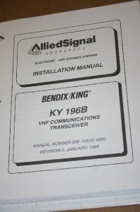 Bendix King KY196B VHF COMM Receiver Install/Maintenance/overhaul Manual
