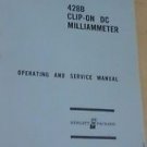 HP 428B Clip-On DC Milliammeter  Operating and Service Manual
