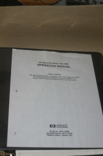HP Hewlett Packard 8751A Network Analyzer Operation Operating Manual Users Guide