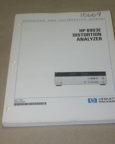 Agilent/HP 8903E Distortion Analyzer Instruction Operation Calibration Manual