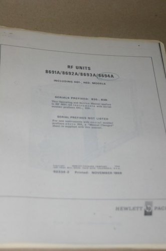 HP Hewlett Packard 8691A/8692A/8693A/8694A RF Units Operating User's manual