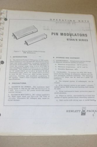 HP Hewlett Packard 8730A Pin Modulators 8730B Operating/Service manual